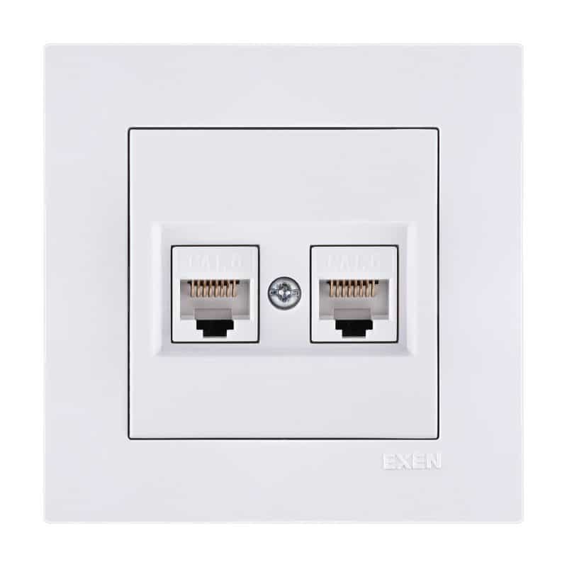 PRIKLJUČNICA 2XRJ45 CAT6 BIJELA EXEN