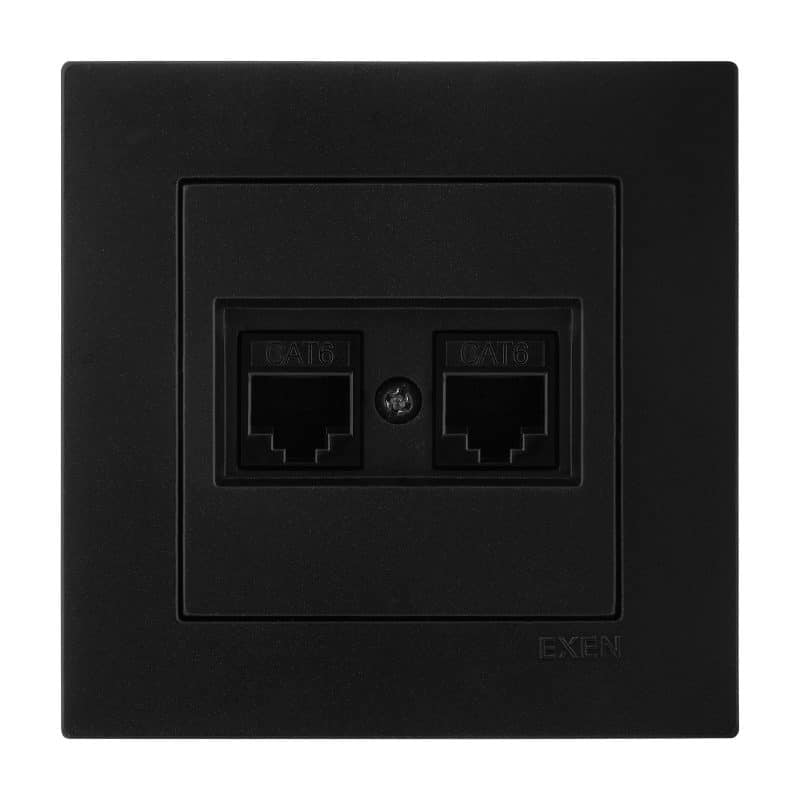 PRIKLJUČNICA 2xRJ45 CAT6 METALIK CRNA EXEN
