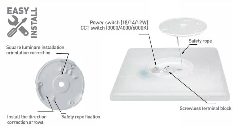 LED PLAFONJERA NOX-S 12/14/18W CRNA 3CCT - Slika 2