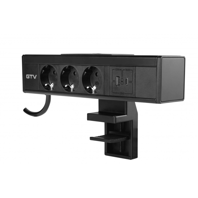 STOLNA UTIČNICA NICO 3XŠUKO 2XUSB BEŽIČNI PUNJAČ CRNA